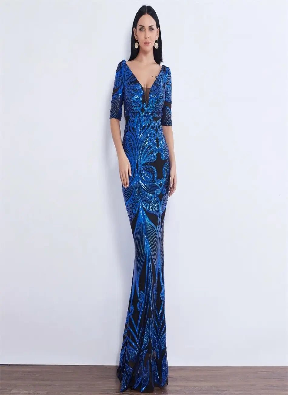 Portia Half Sleeve Sequin Maxi Dress - Mscooco.co.uk