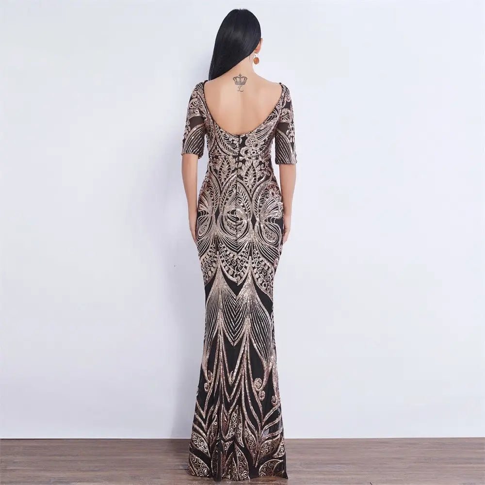 Portia Half Sleeve Sequin Maxi Dress - Mscooco.co.uk