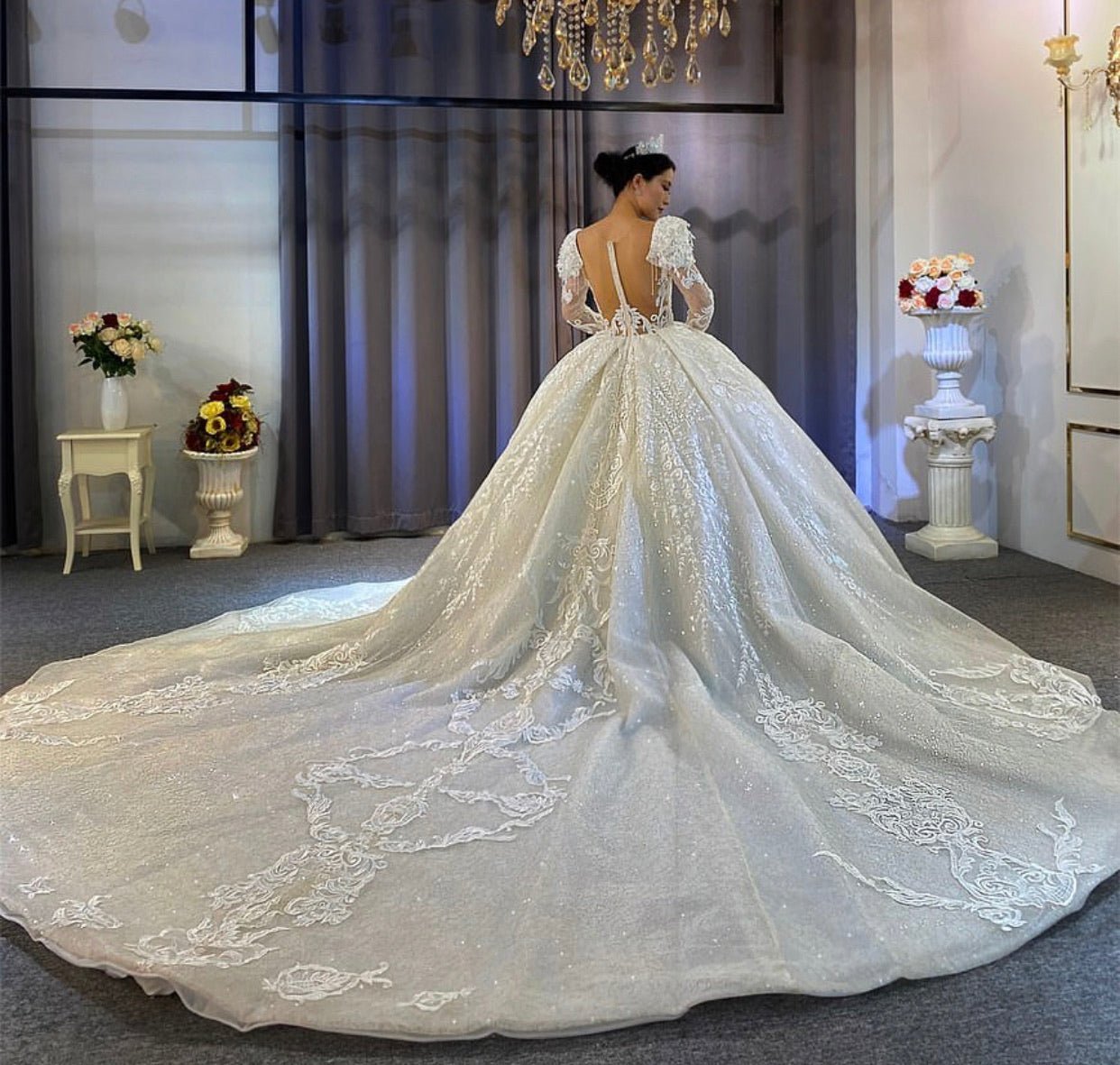 Puffy Sleeves Princess Wedding Dress - Mscooco.co.uk
