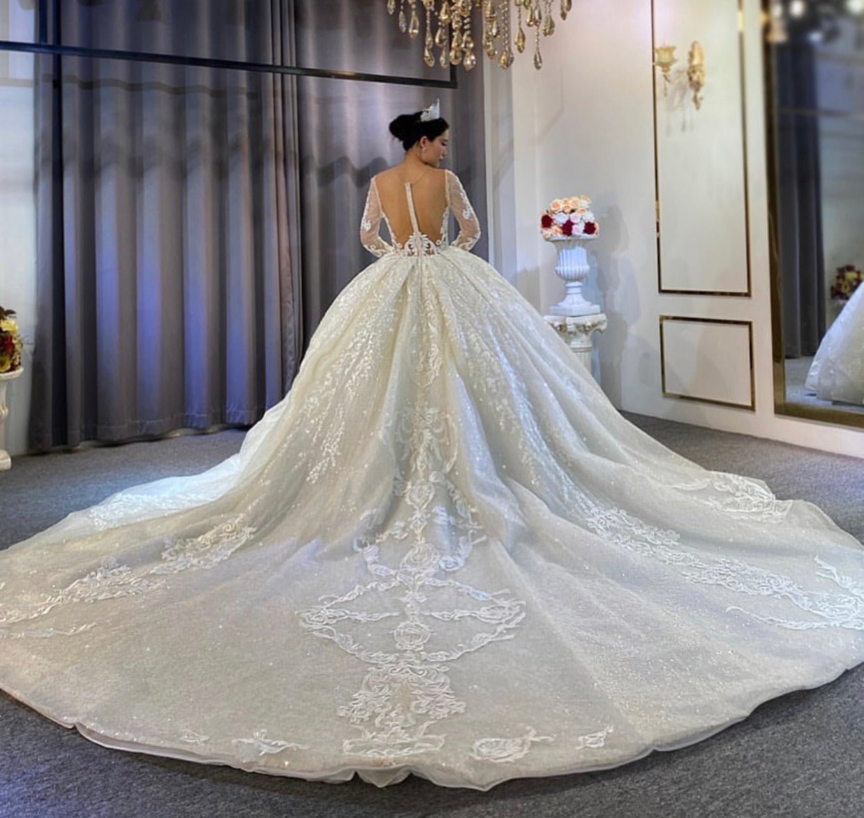 Puffy Sleeves Princess Wedding Dress - Mscooco.co.uk
