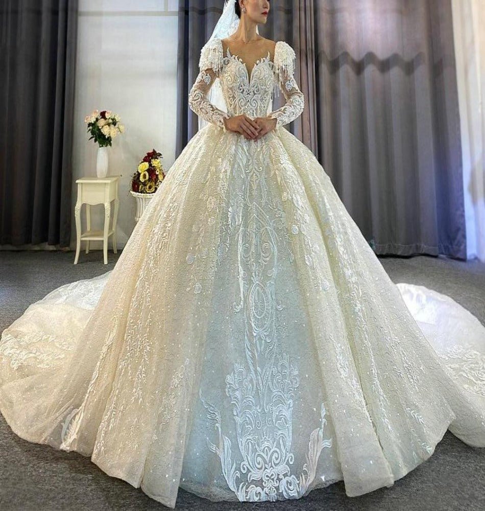 Puffy Sleeves Princess Wedding Dress - Mscooco.co.uk