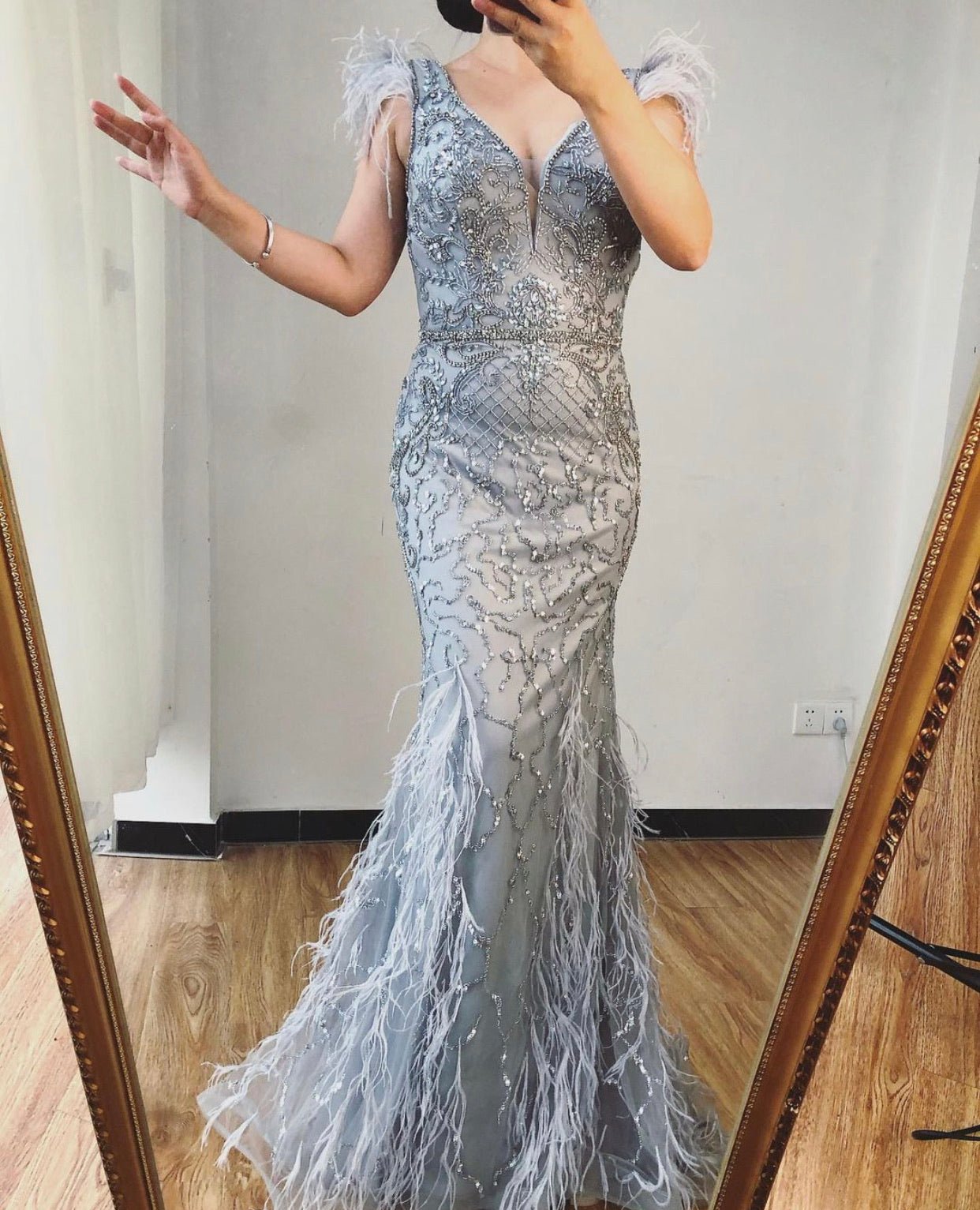 Queen - Beaded Embellished Evening Gown - Mscooco.co.uk