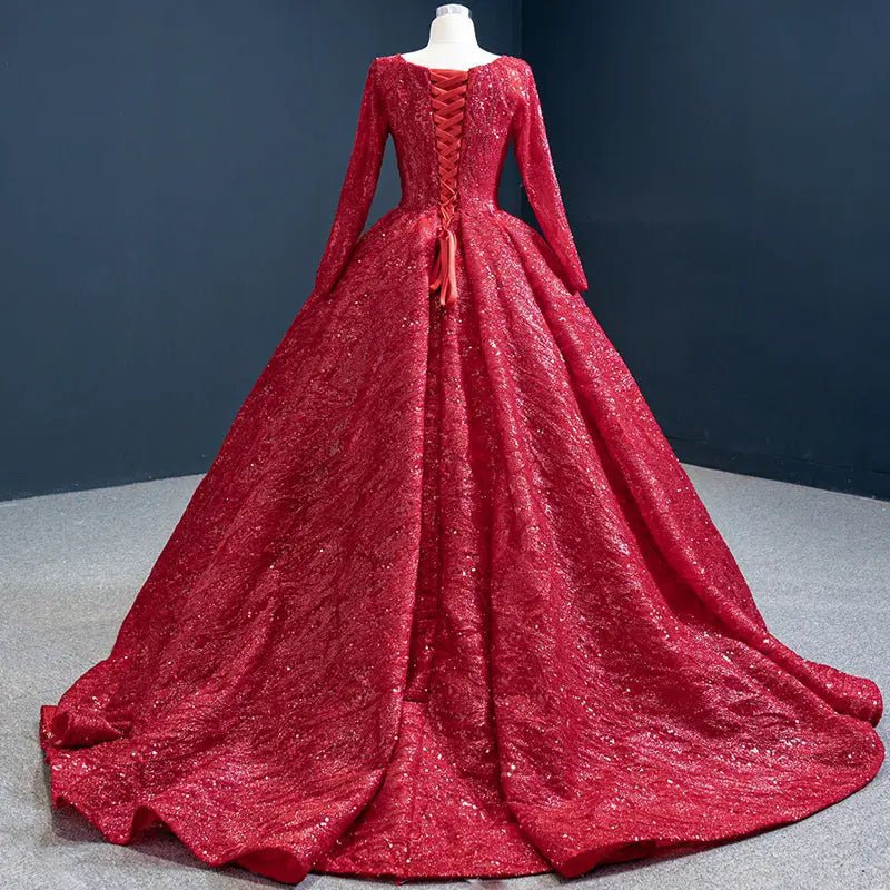 Red Luxury Ball Gown Wedding Dress - Mscooco.co.uk