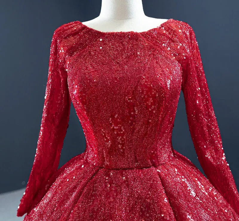 Red Luxury Ball Gown Wedding Dress - Mscooco.co.uk