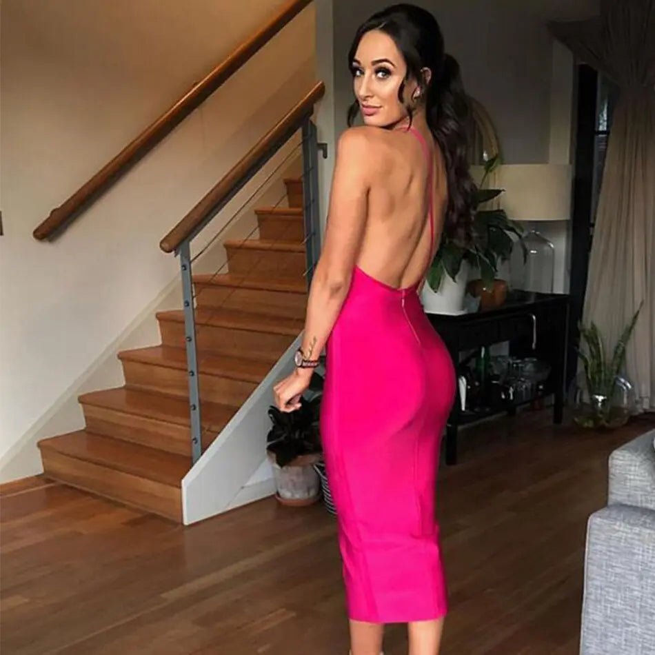 Rose Elegant Bodycon Backless Dress - Mscooco.co.uk