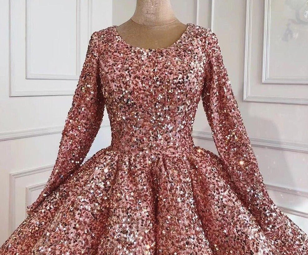 Rose Gold Luxury Sequins Sparkle Bridal Gowns - Mscooco.co.uk