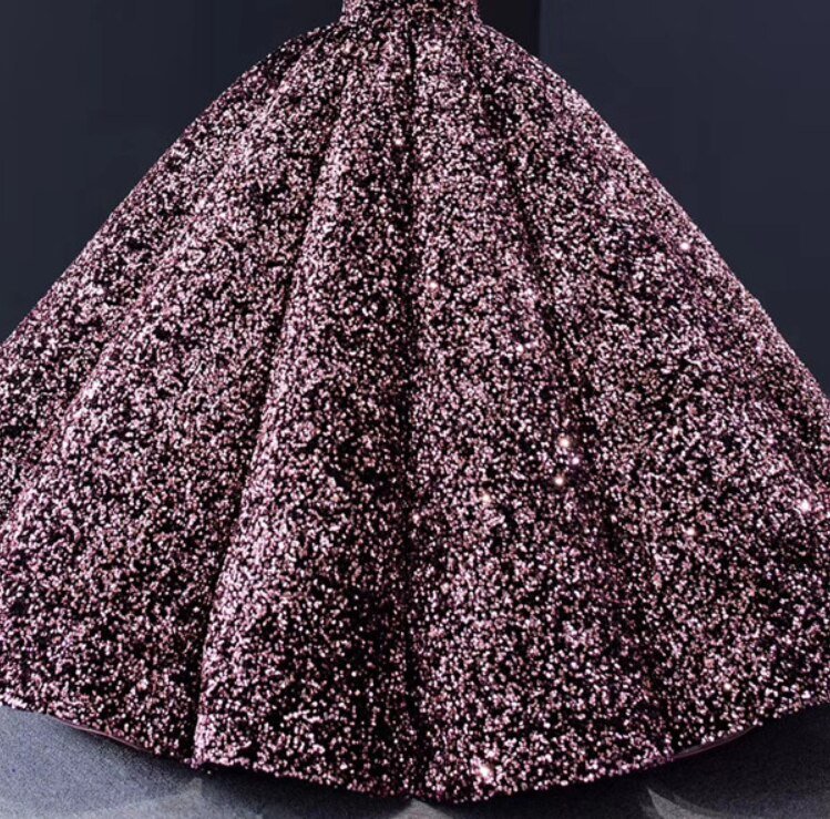 Rose Gold Luxury Sequins Sparkle Bridal Gowns - Mscooco.co.uk
