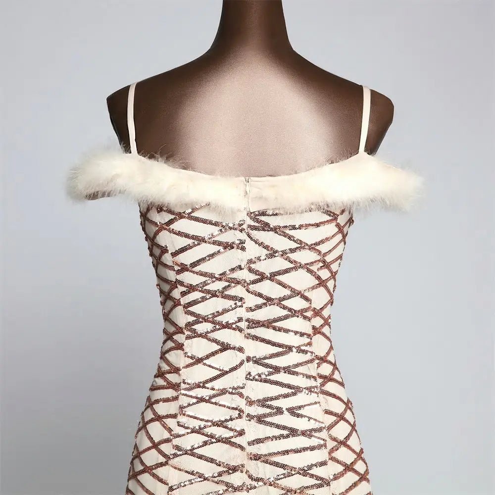 Rose Gold Sleeveless Sequins Maxi Dress - Mscooco.co.uk