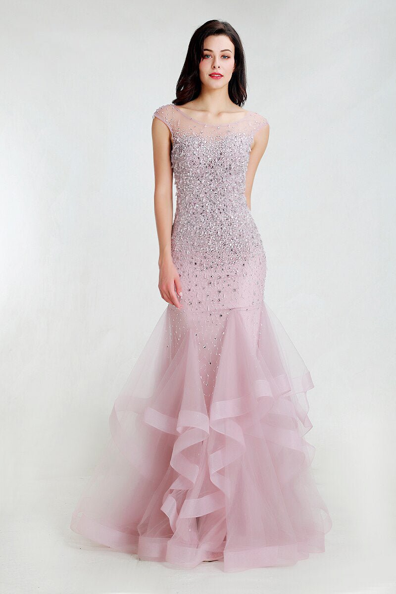 Rose - Pink Beaded Embellished Maxi Dress - Mscooco.co.uk