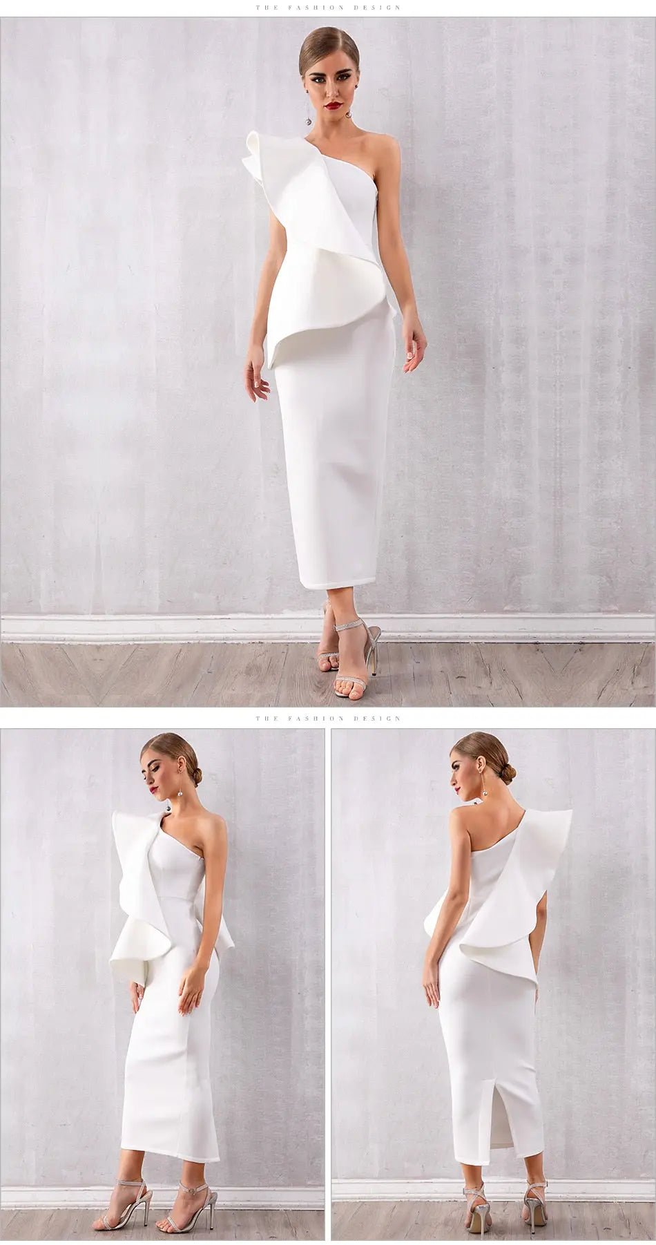 Ruffles One Shoulder Bodycon Dress - Mscooco.co.uk