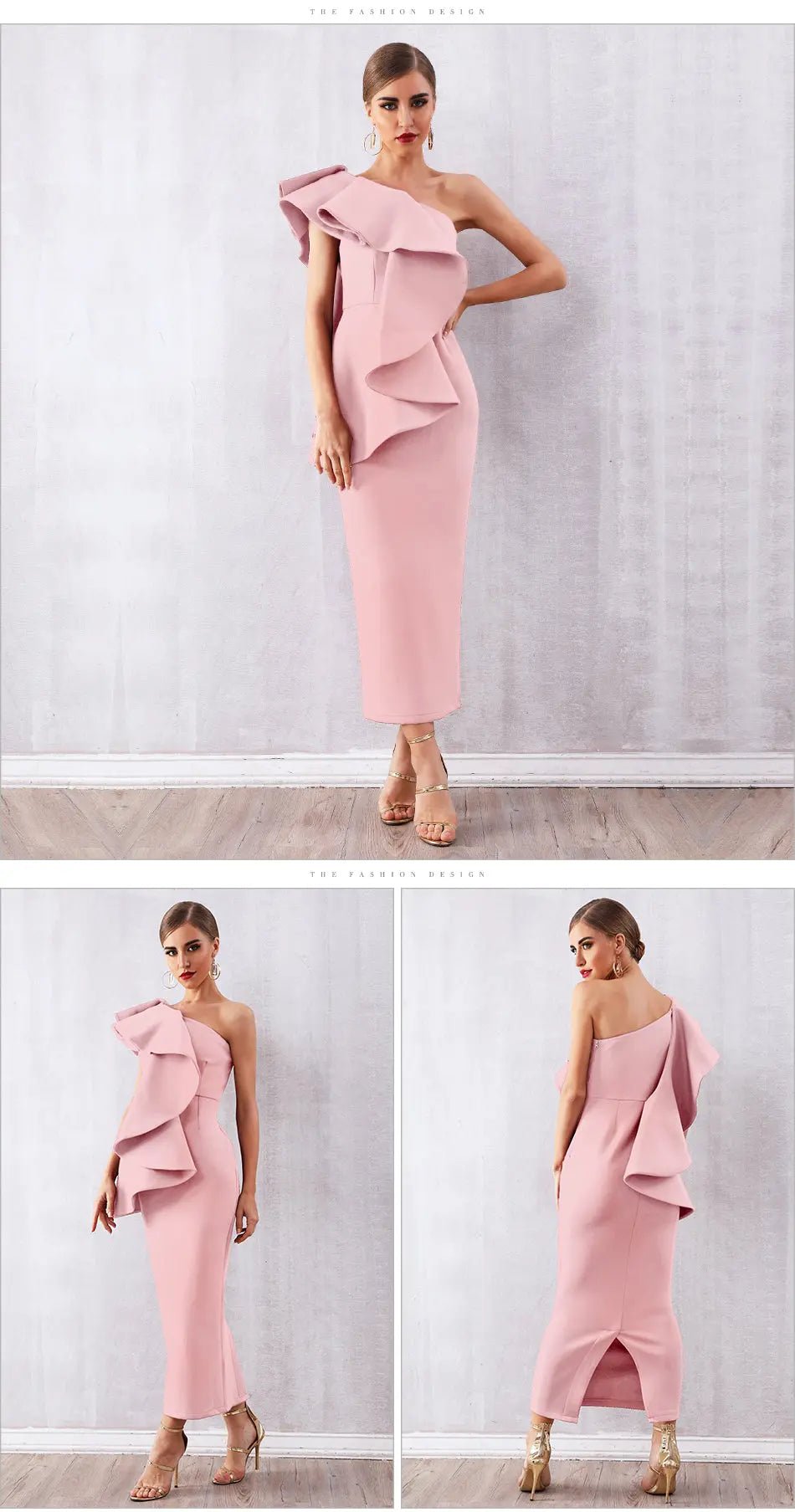 Ruffles One Shoulder Bodycon Dress - Mscooco.co.uk