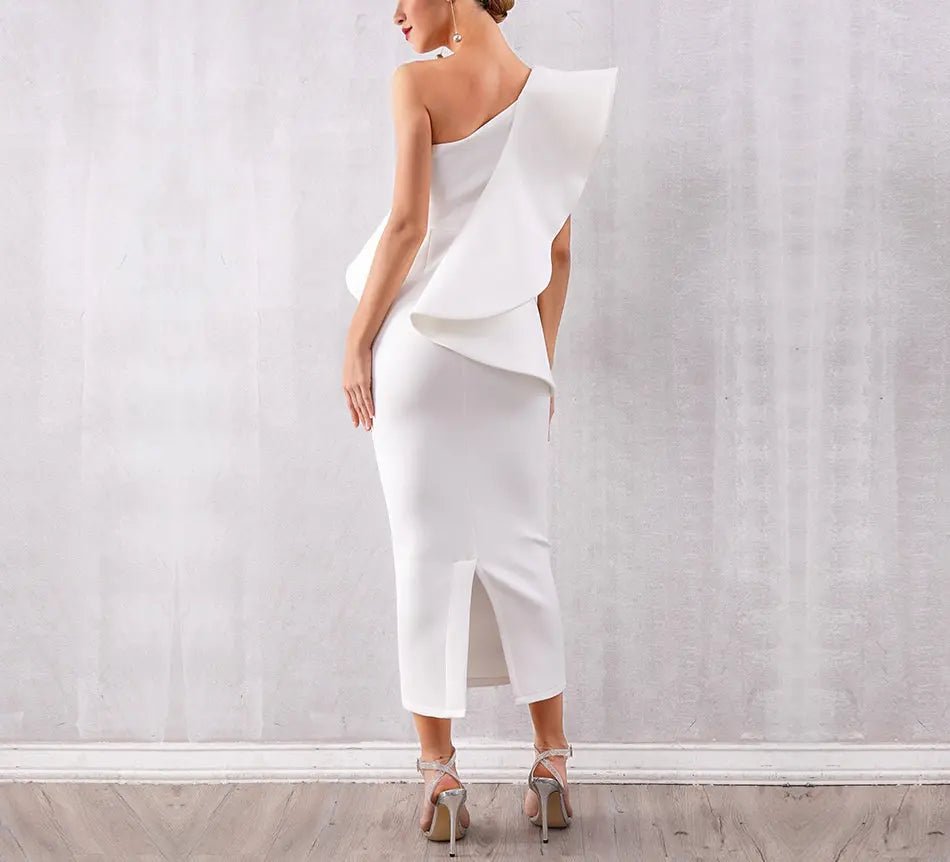 Ruffles One Shoulder Bodycon Dress - Mscooco.co.uk