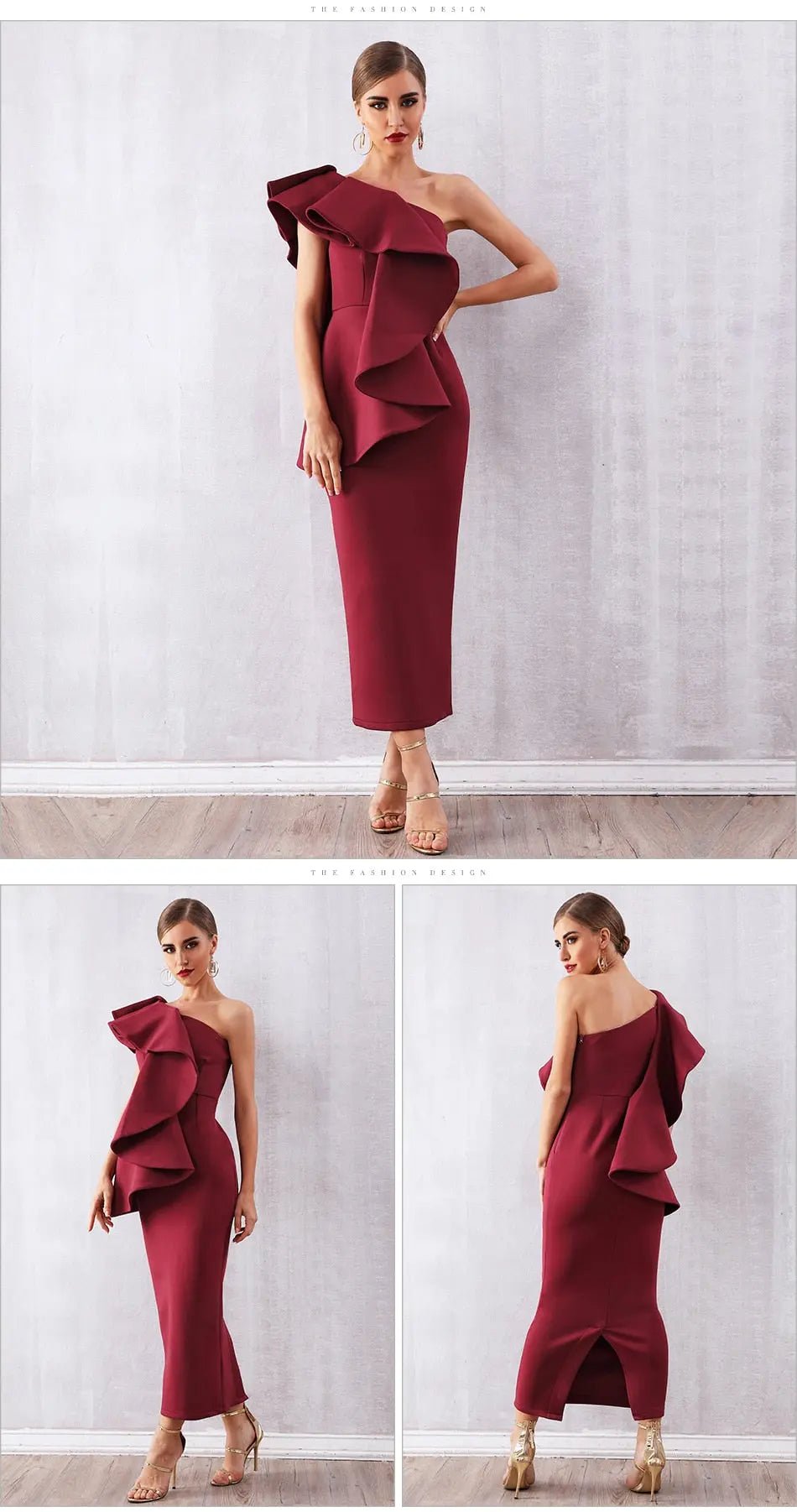 Ruffles One Shoulder Bodycon Dress - Mscooco.co.uk