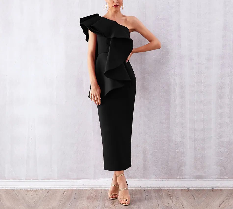 Ruffles One Shoulder Bodycon Dress - Mscooco.co.uk