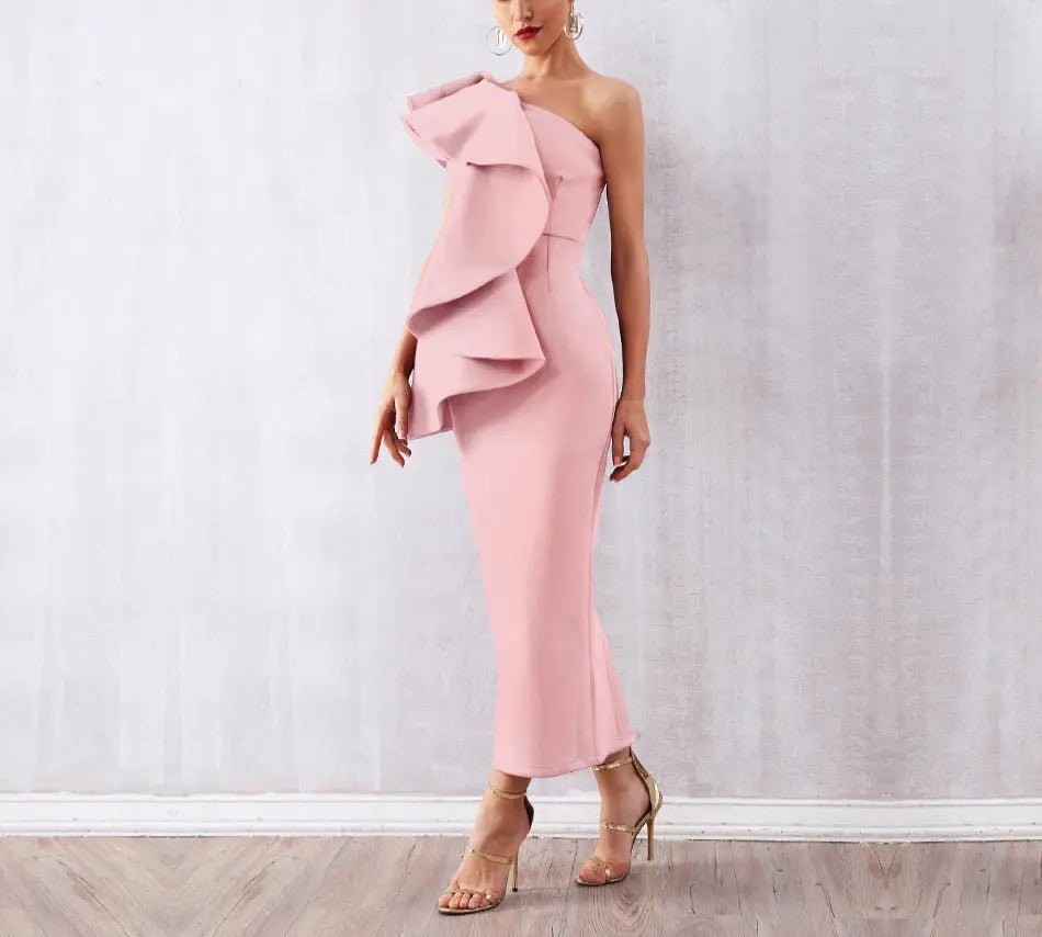 Ruffles One Shoulder Bodycon Dress - Mscooco.co.uk