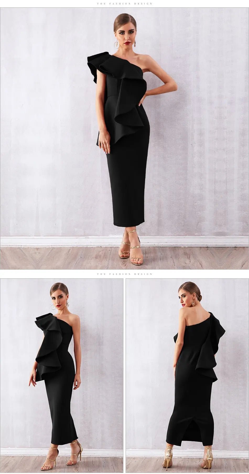 Ruffles One Shoulder Bodycon Dress - Mscooco.co.uk