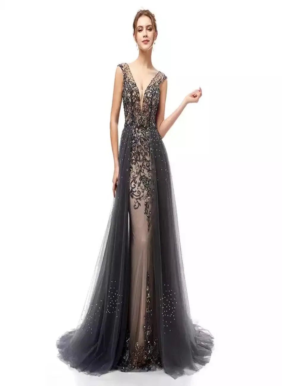 SARA - Elegant Beaded Embellished Gown - Mscooco.co.uk