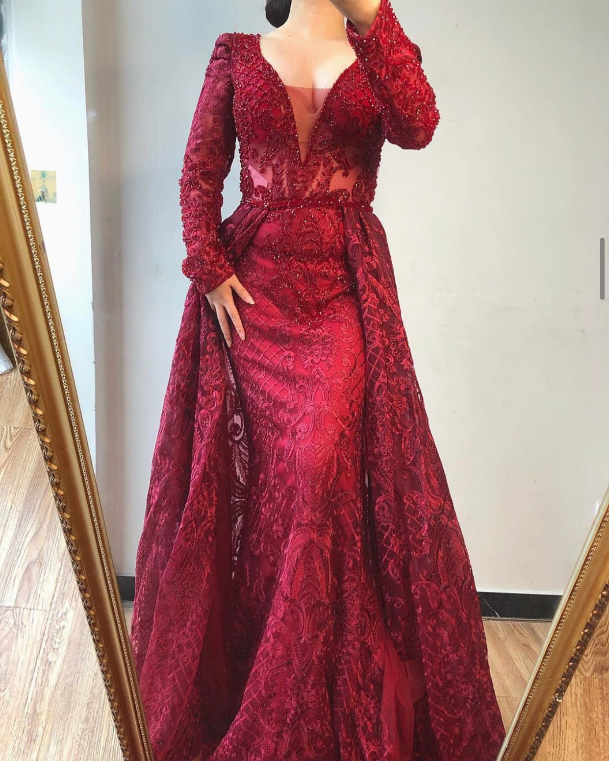 Serena Red Luxe Beading Embeelished Evening Gown - Mscooco.co.uk