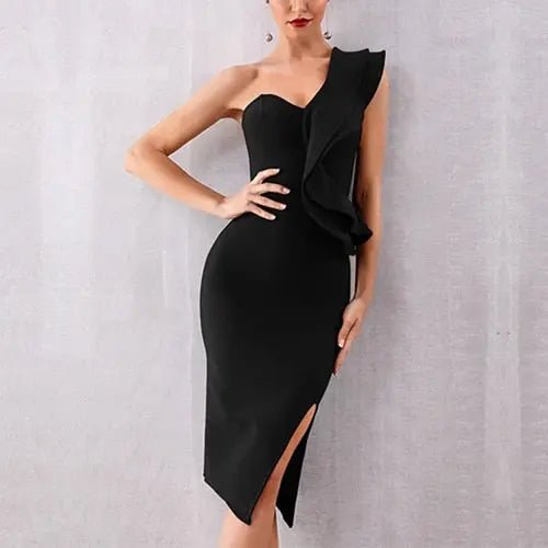 Sexy Bandage Club Wear Ruffles One Shoulder Dress - Mscooco.co.uk