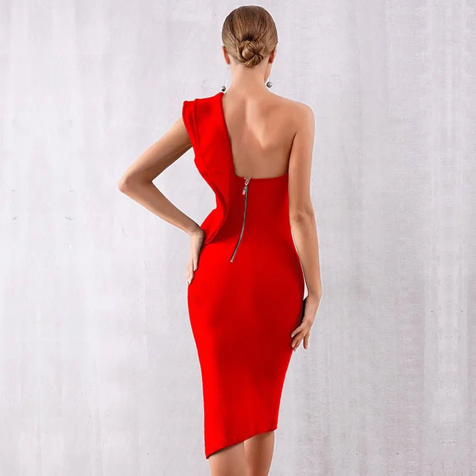 Sexy Bandage Club Wear Ruffles One Shoulder Dress - Mscooco.co.uk