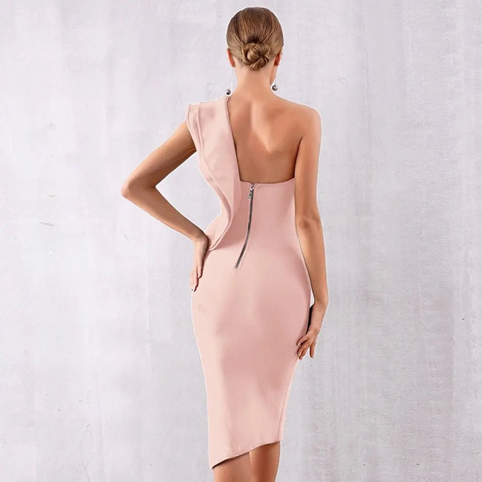 Sexy Bandage Club Wear Ruffles One Shoulder Dress - Mscooco.co.uk
