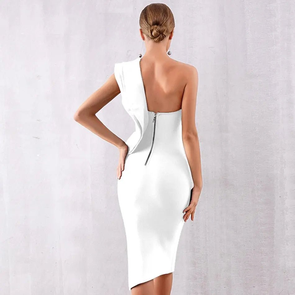 Sexy Bandage Club Wear Ruffles One Shoulder Dress - Mscooco.co.uk