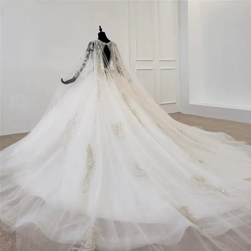 Shawl Yarn Beading Lace Up Bridal Gown - Mscooco.co.uk