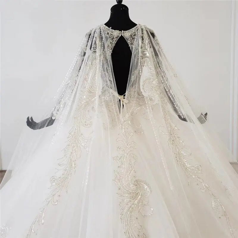 Shawl Yarn Beading Lace Up Bridal Gown - Mscooco.co.uk