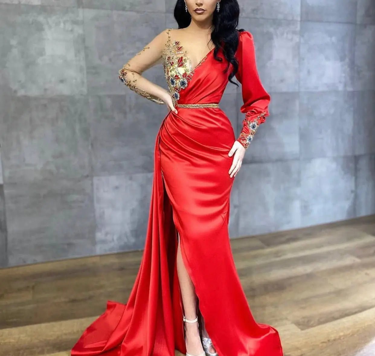Sofiaa Mermaid Beading Flowers Formal Dress - Mscooco.co.uk